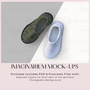 Slip-on Tennis Shoes Mock Up, Realistic Baby Shoes Mockup for Procreate and Photoshop