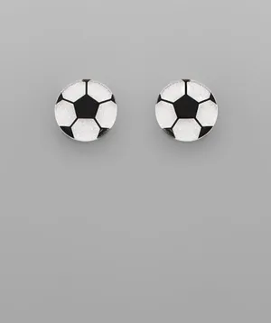 Soccer Gameday Glitter Acrylic Studs Black/White