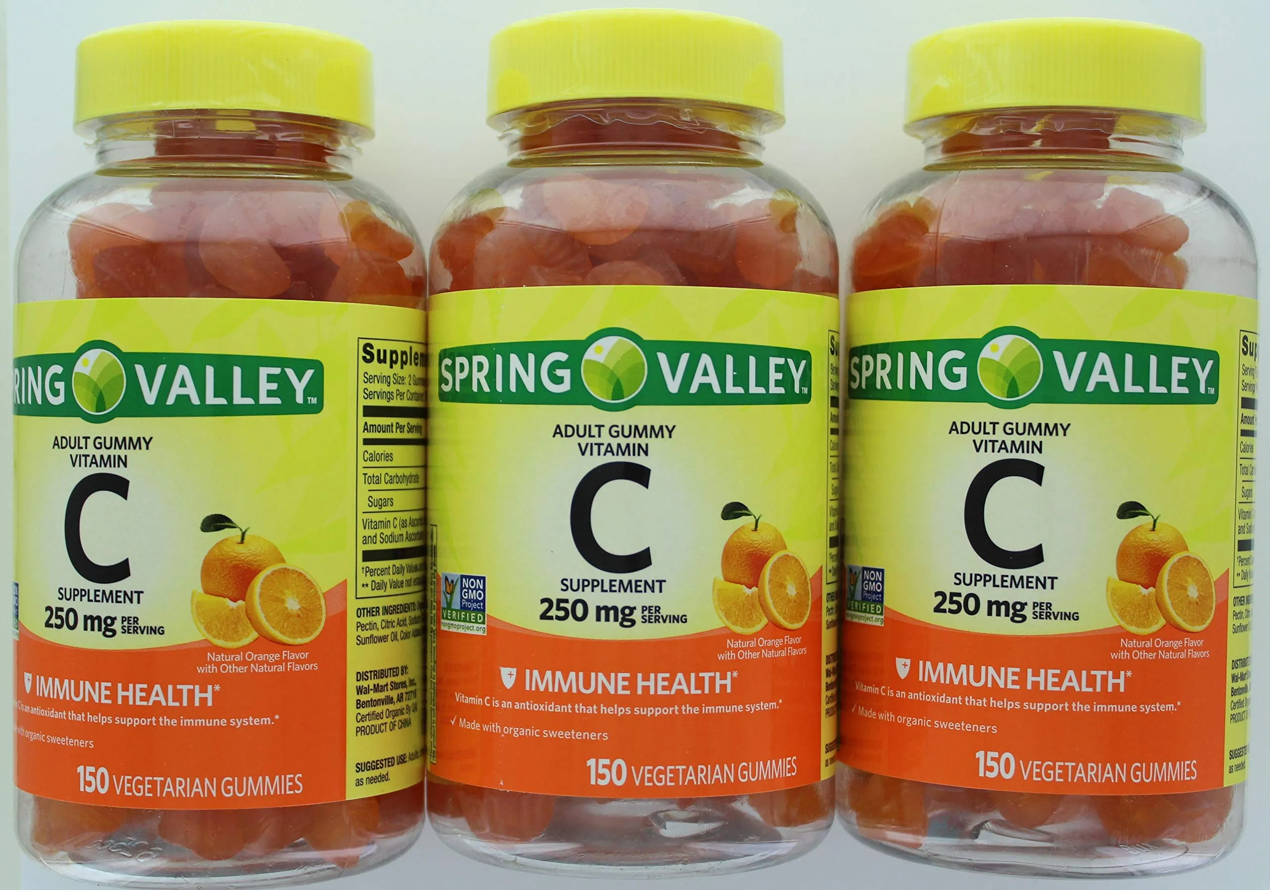 Spring Valley Vitamina C, 250 MG, paquete de 3, 150 gomas cada uno