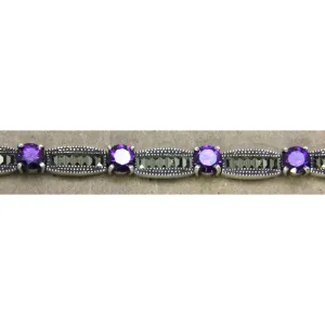 Sterling Silver  Amethyst Tennis Bracelet Marcasite