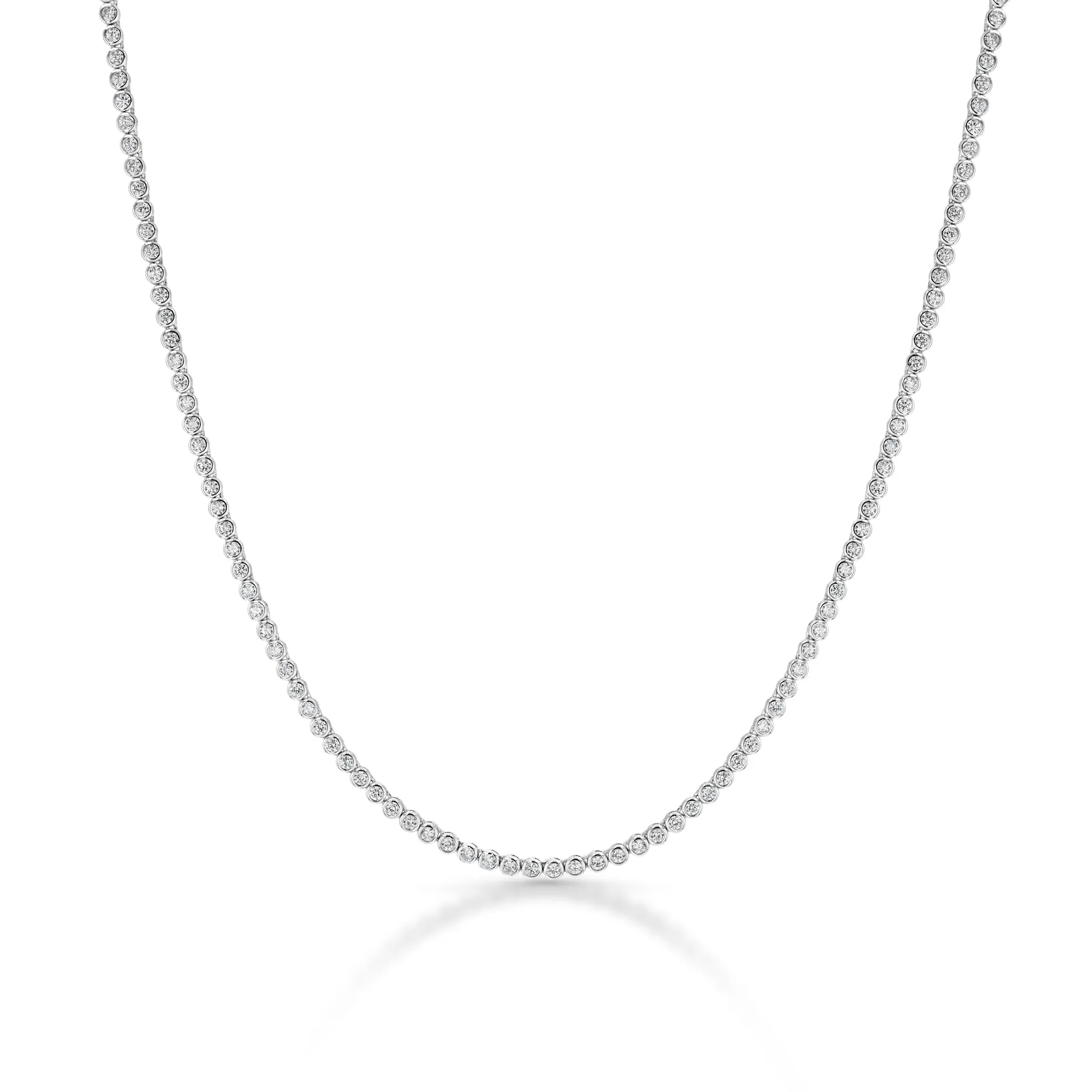 Sterling silver bezel cz diamond tennis necklace