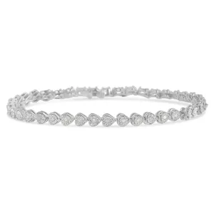 Sterling Silver Diamond Heart Tennis Link Bracelet (1/4 cttw, I-J Color, I3 Clarity)
