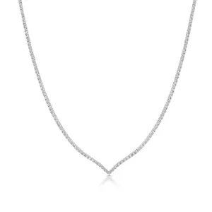 Sterling silver V shape cz diamond tennis necklace