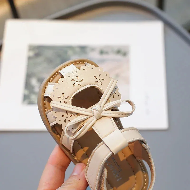 Summer Baby Girls Sandals Cut-Outs Lace Princess Shoes Children Sandals Anti Slip Soft Sole Toddler Kids Beach Shoes