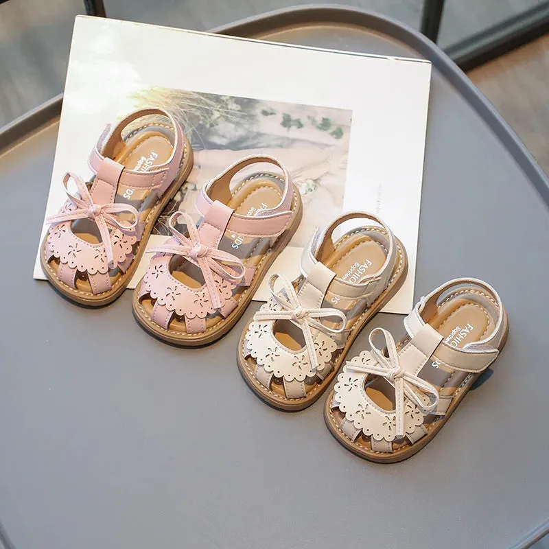 Summer Baby Girls Sandals Cut-Outs Lace Princess Shoes Children Sandals Anti Slip Soft Sole Toddler Kids Beach Shoes