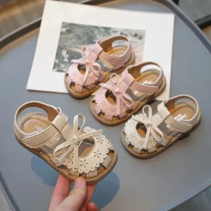 Summer Baby Girls Sandals Cut-Outs Lace Princess Shoes Children Sandals Anti Slip Soft Sole Toddler Kids Beach Shoes