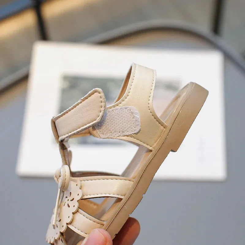 Summer Baby Girls Sandals Cut-Outs Lace Princess Shoes Children Sandals Anti Slip Soft Sole Toddler Kids Beach Shoes