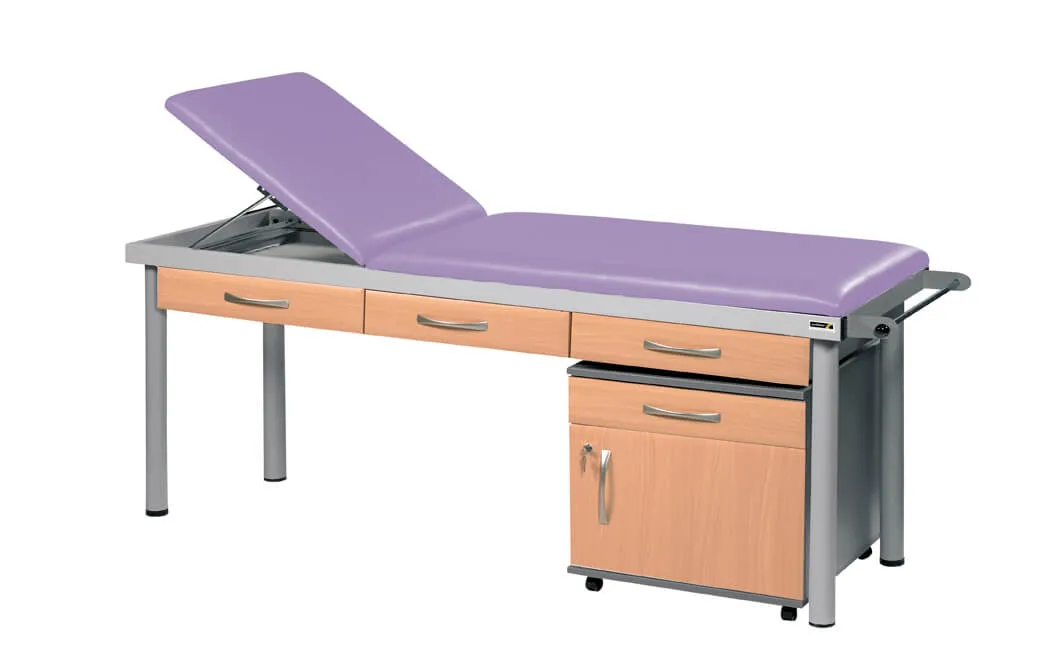 Sunflower - Practitioner Deluxe Examination Couch in Beech Cabinet Finish, various vinyl colours