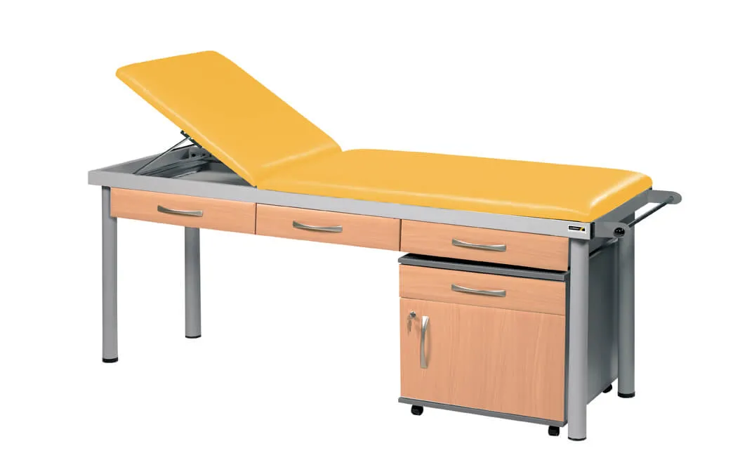 Sunflower - Practitioner Deluxe Examination Couch in Beech Cabinet Finish, various vinyl colours
