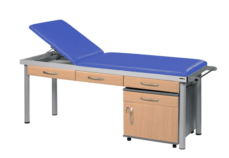 Sunflower - Practitioner Deluxe Examination Couch in Beech Cabinet Finish, various vinyl colours