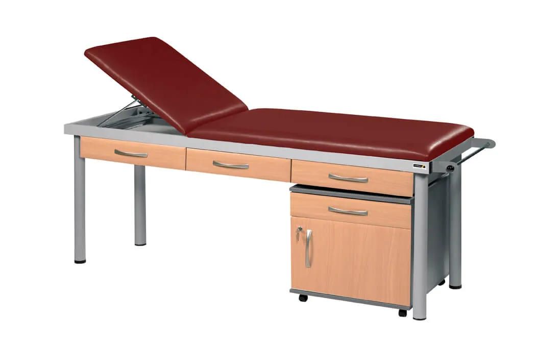 Sunflower - Practitioner Deluxe Examination Couch in Beech Cabinet Finish, various vinyl colours