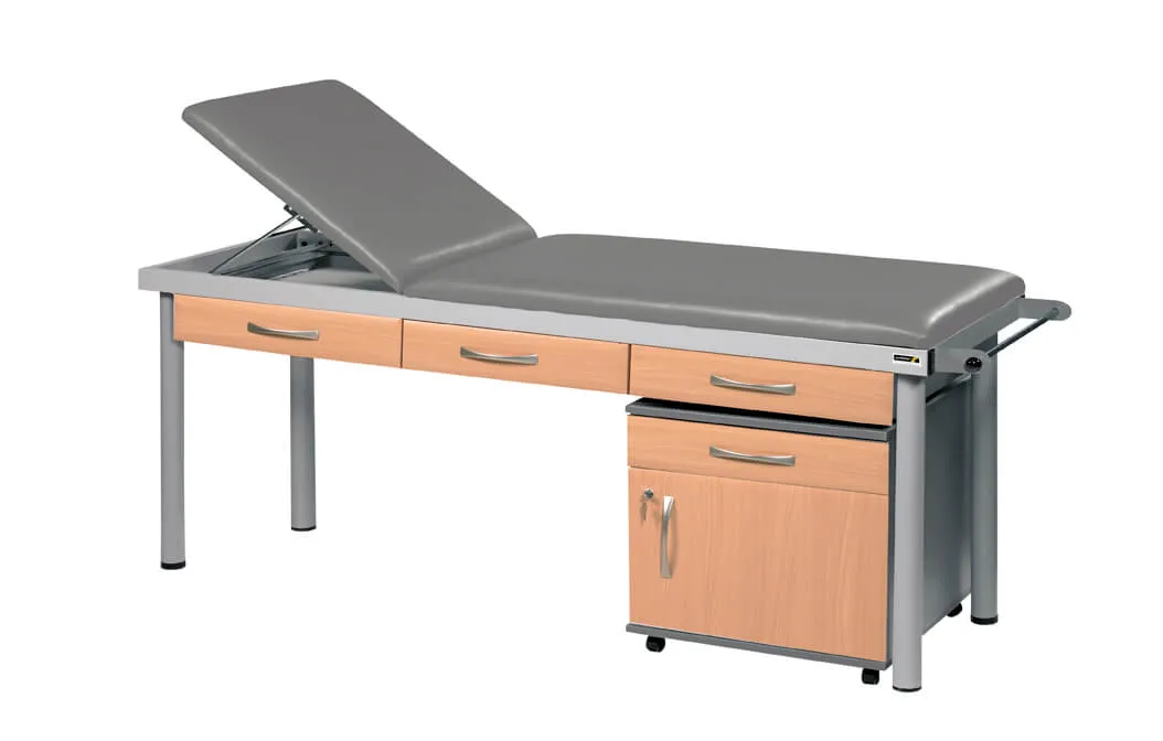 Sunflower - Practitioner Deluxe Examination Couch in Beech Cabinet Finish, various vinyl colours