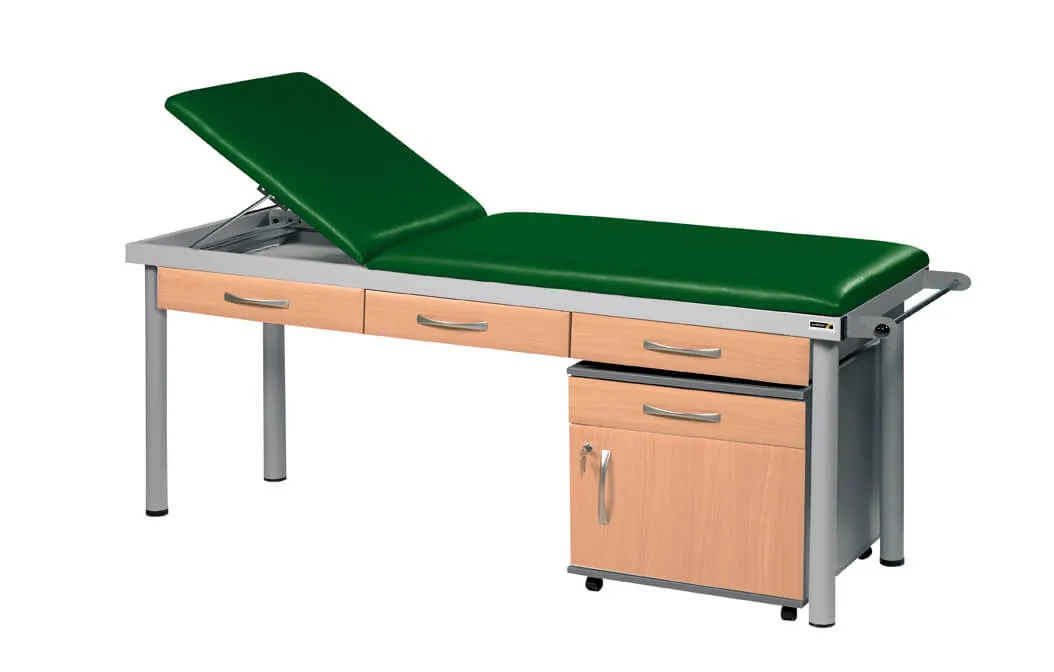 Sunflower - Practitioner Deluxe Examination Couch in Beech Cabinet Finish, various vinyl colours