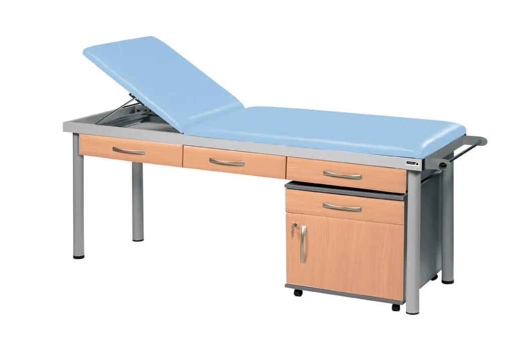 Sunflower - Practitioner Deluxe Examination Couch in Beech Cabinet Finish, various vinyl colours