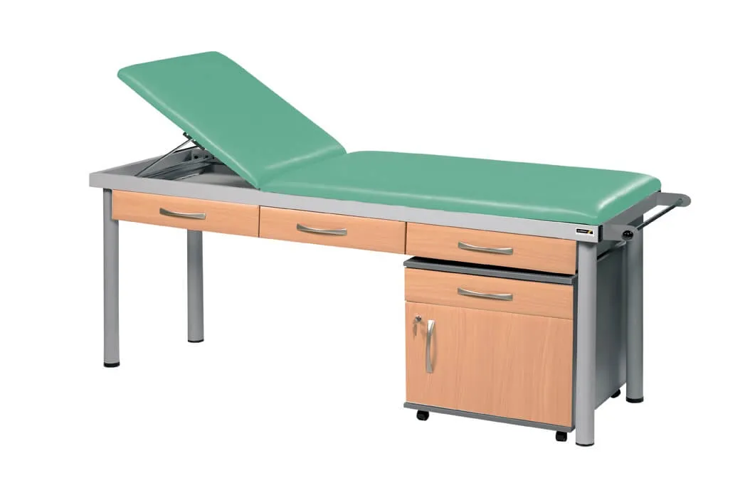 Sunflower - Practitioner Deluxe Examination Couch in Beech Cabinet Finish, various vinyl colours