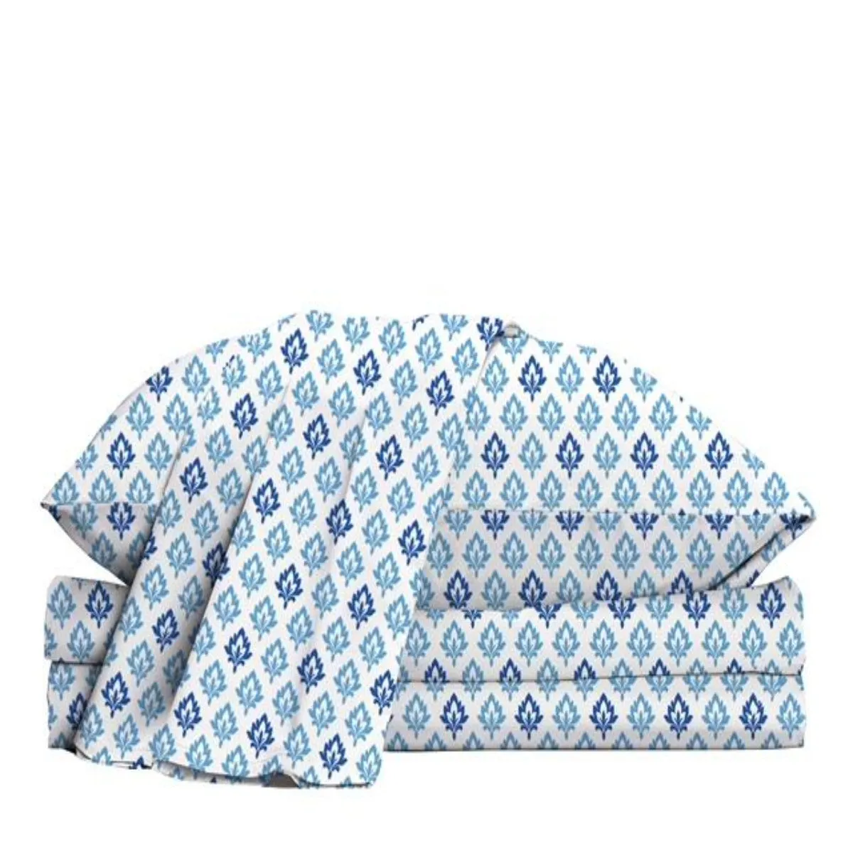 Supima Cotton Satin Bedsheets (Antimicrobial) - Geometric Leaf