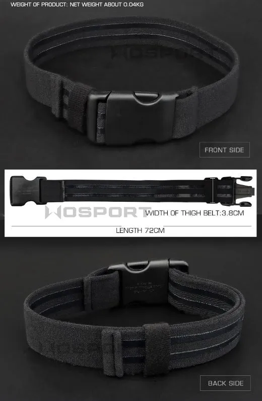 Tactical Elastic Anti-slip Thigh Belt - BLACK
