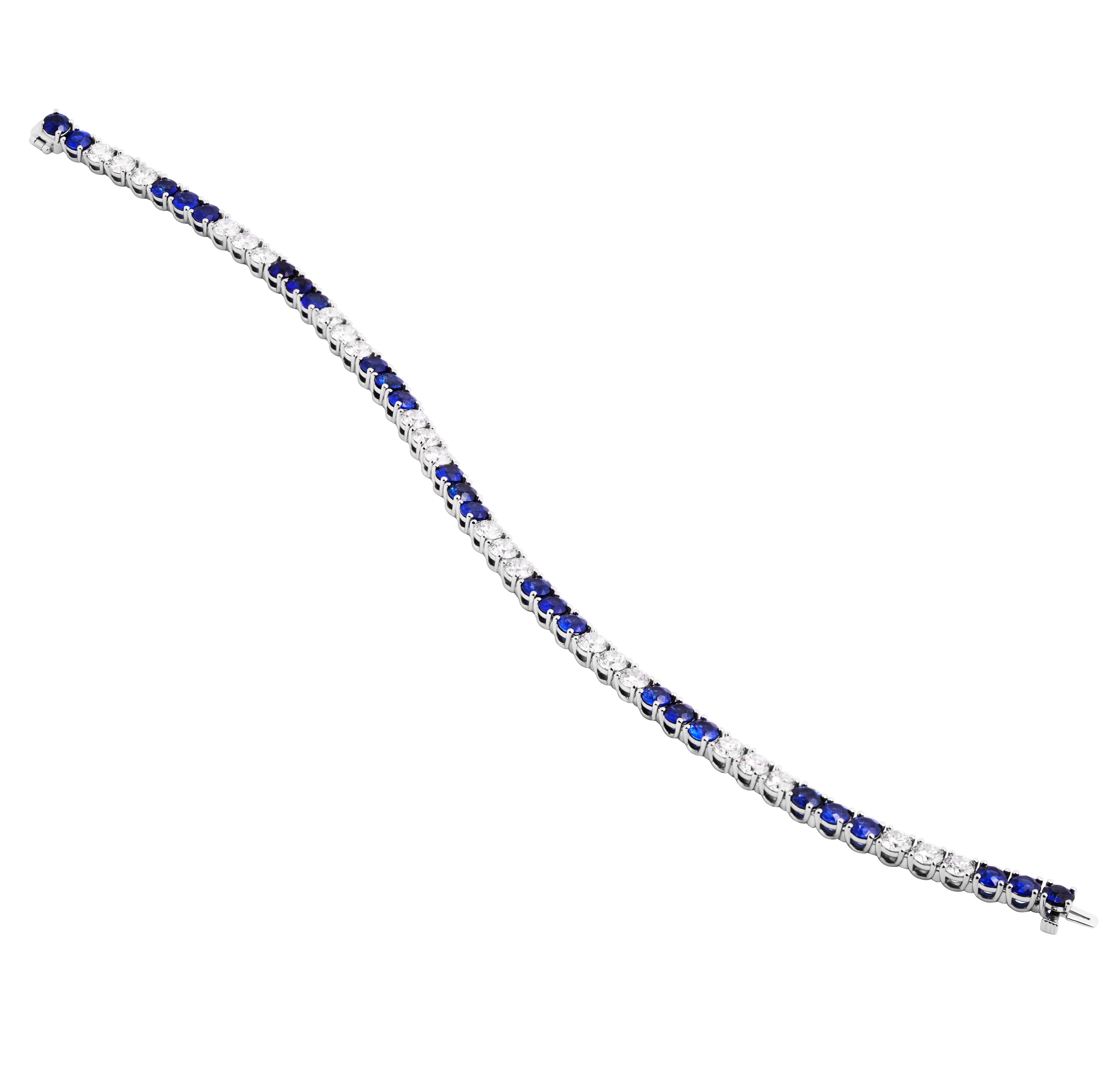 Tennis Bracelet with Alternating Sapphires & Diamonds