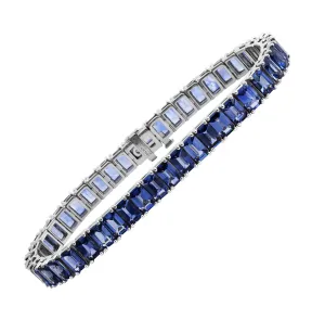Tennis Bracelet with Emerald cut Blue Sapphires