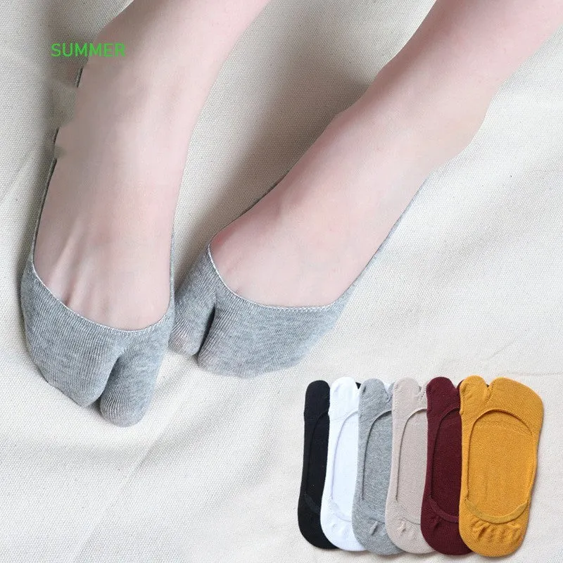 Two-toe Socks Split Toe Low Cut Women's Socks Anti-slip Invisible Socks
