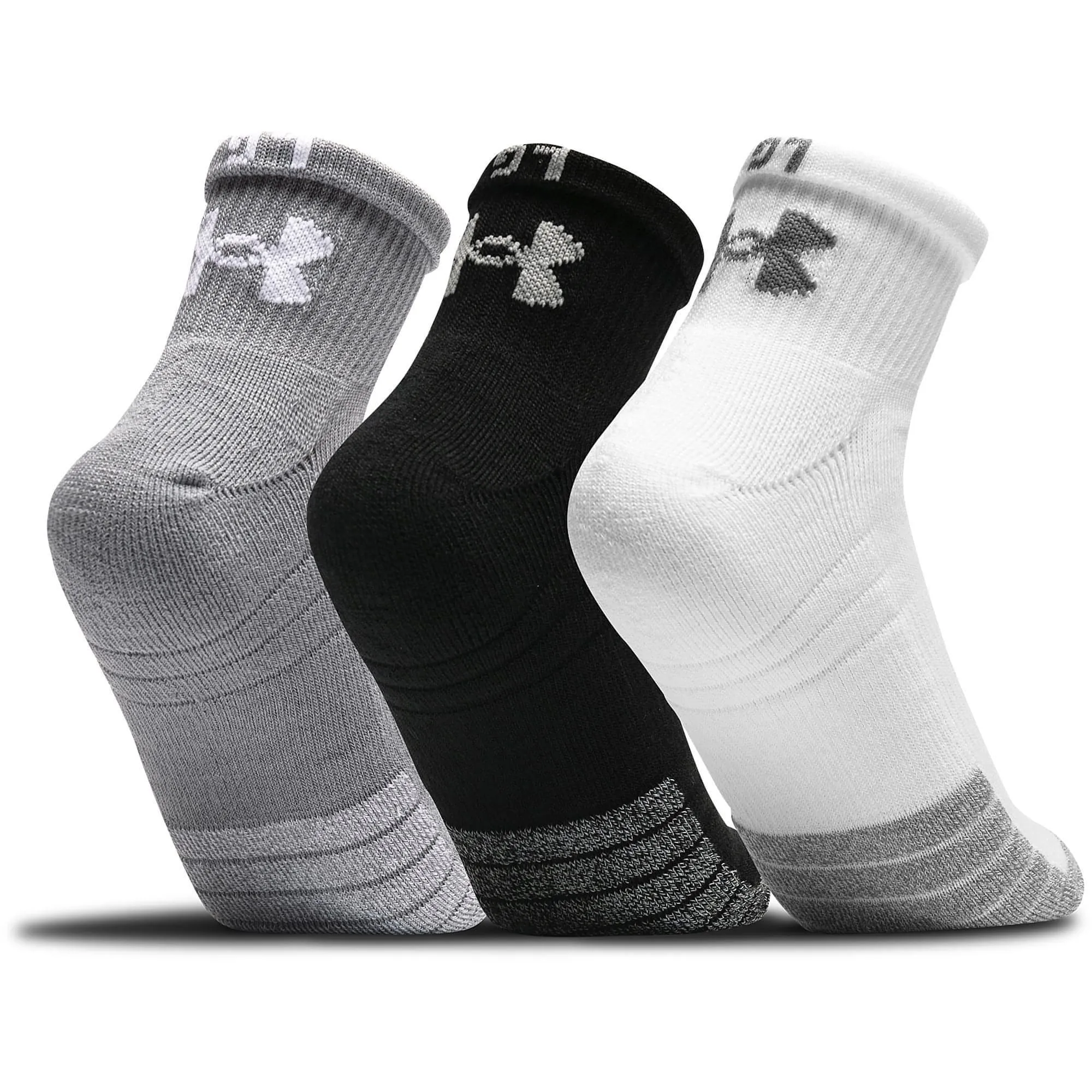 Under Armour HeatGear Quarter (3 Pack) Socks - Grey