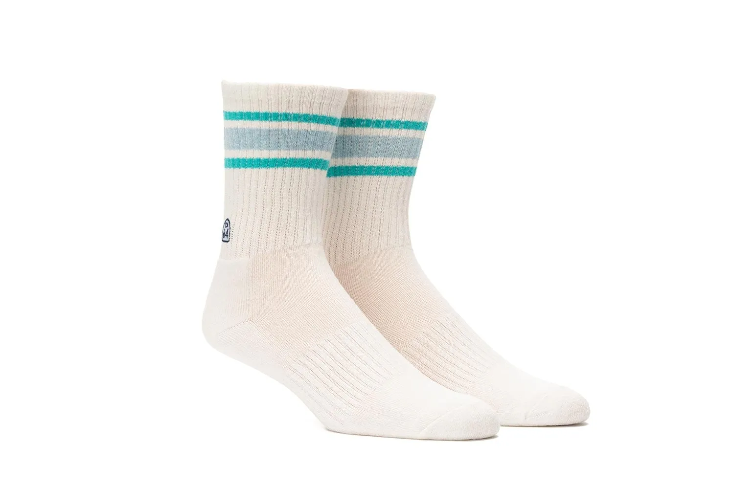 Unisex - Show-Offs Crew Sock - Natural w/ Sea Stripe