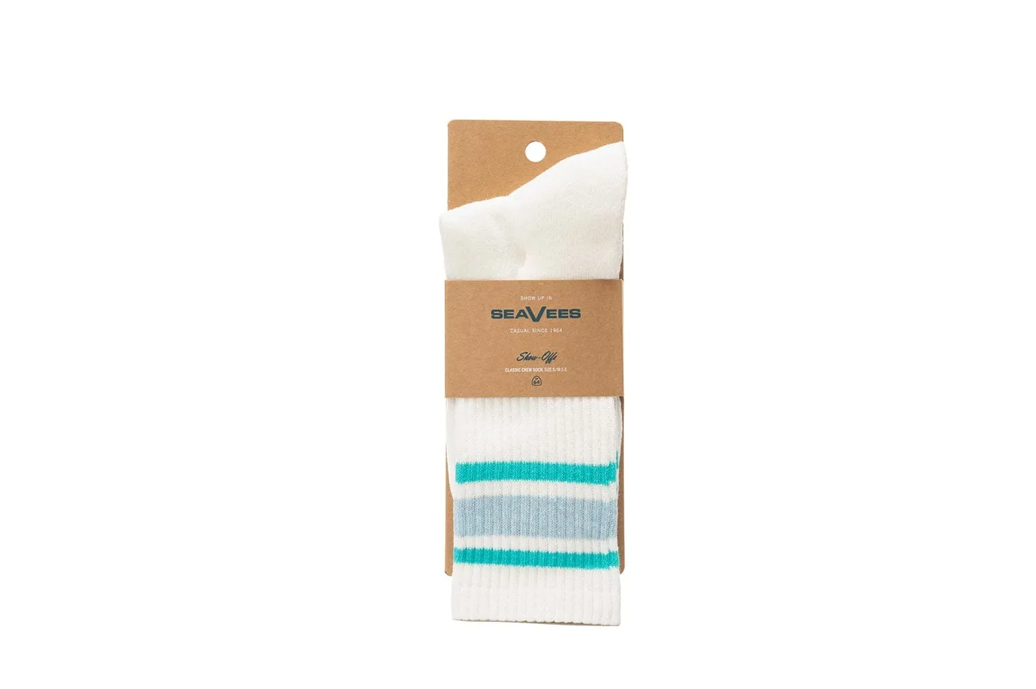 Unisex - Show-Offs Crew Sock - Natural w/ Sea Stripe