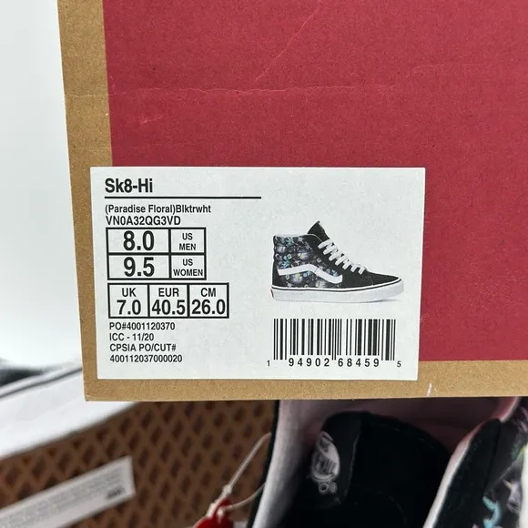 Vans Women's Black Floral High-Top Sneakers