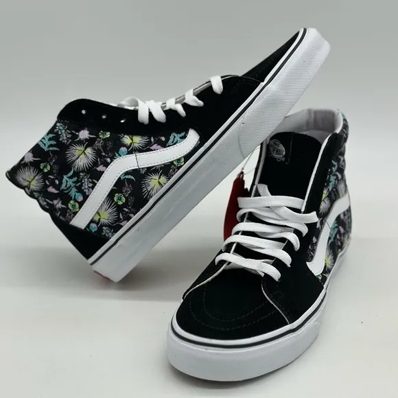 Vans Women's Black Floral High-Top Sneakers