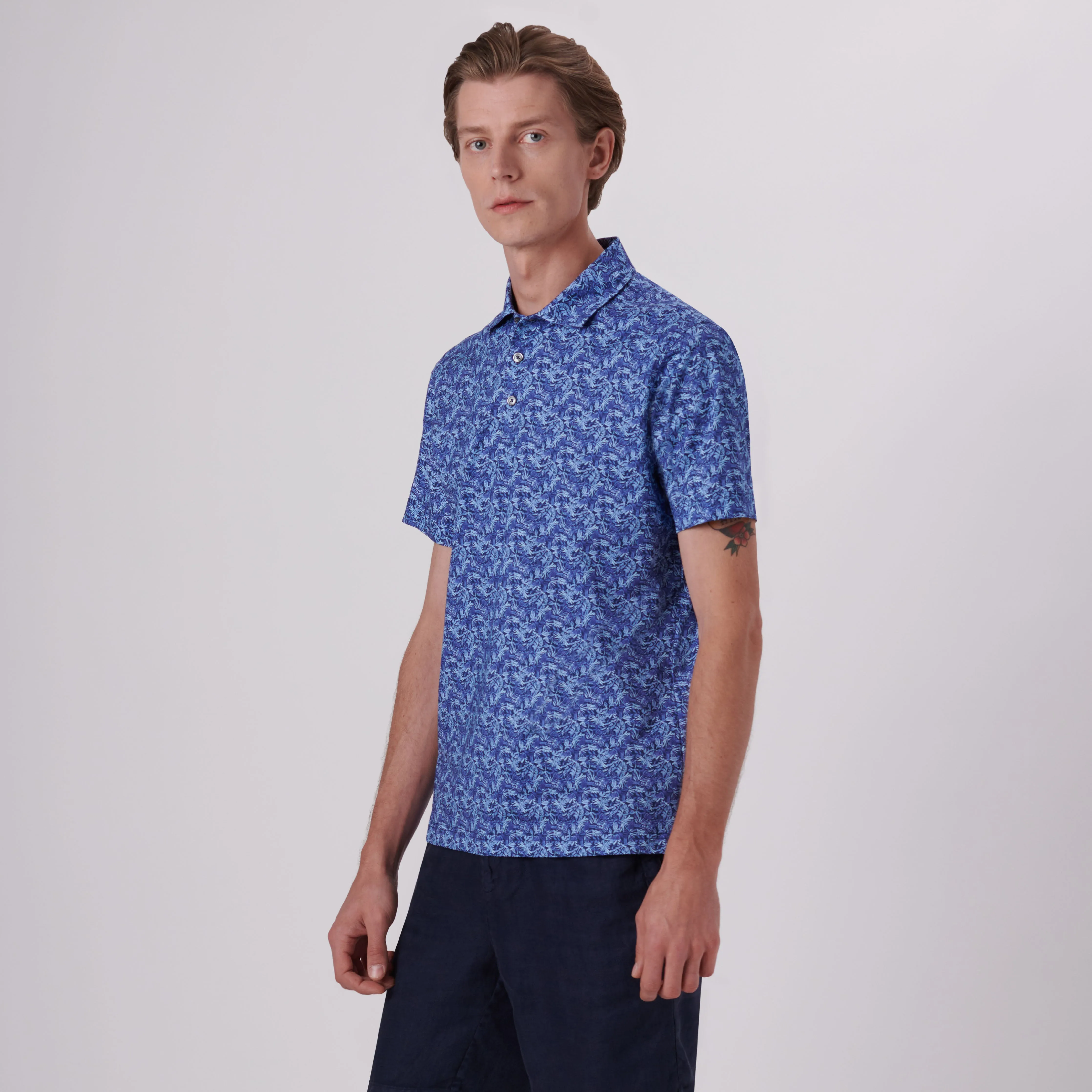 Victor Leaf Print OoohCotton Polo