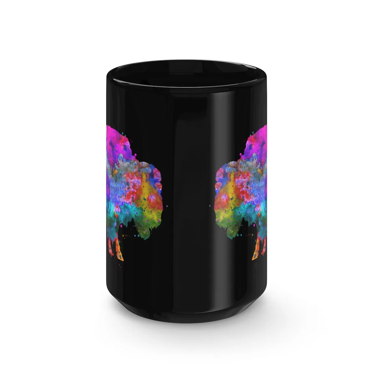 Watercolor Buffalo Black Mug 15oz