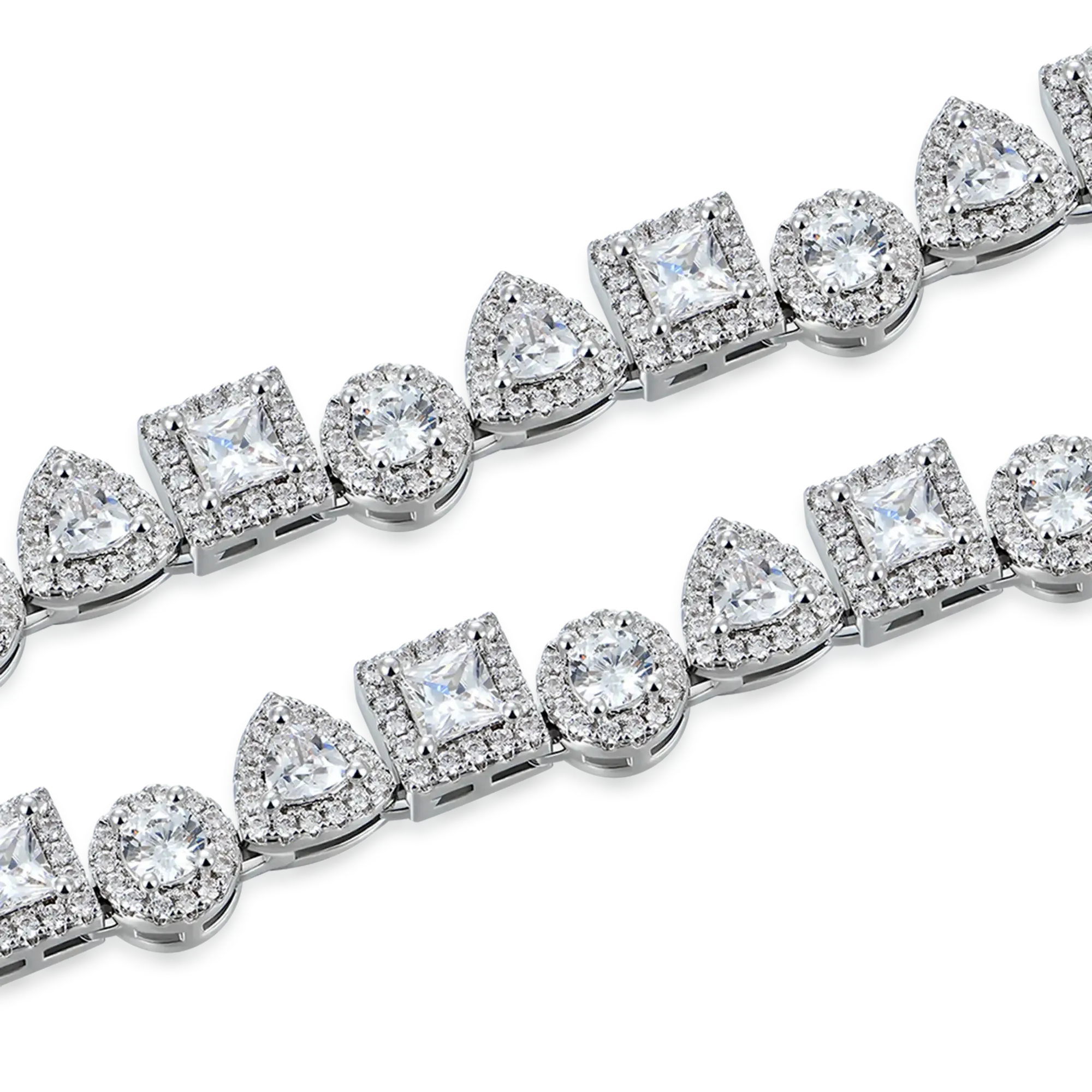 Women's Princess Cut Mix Clustered Tennis Chain - 7mm