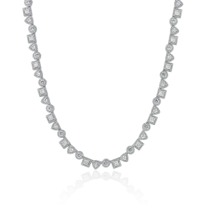 Women's Princess Cut Mix Clustered Tennis Chain - 7mm