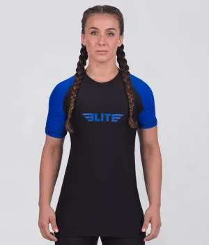 Women's Standard Blue Short Sleeve No-Gi BJJ Rash Guard