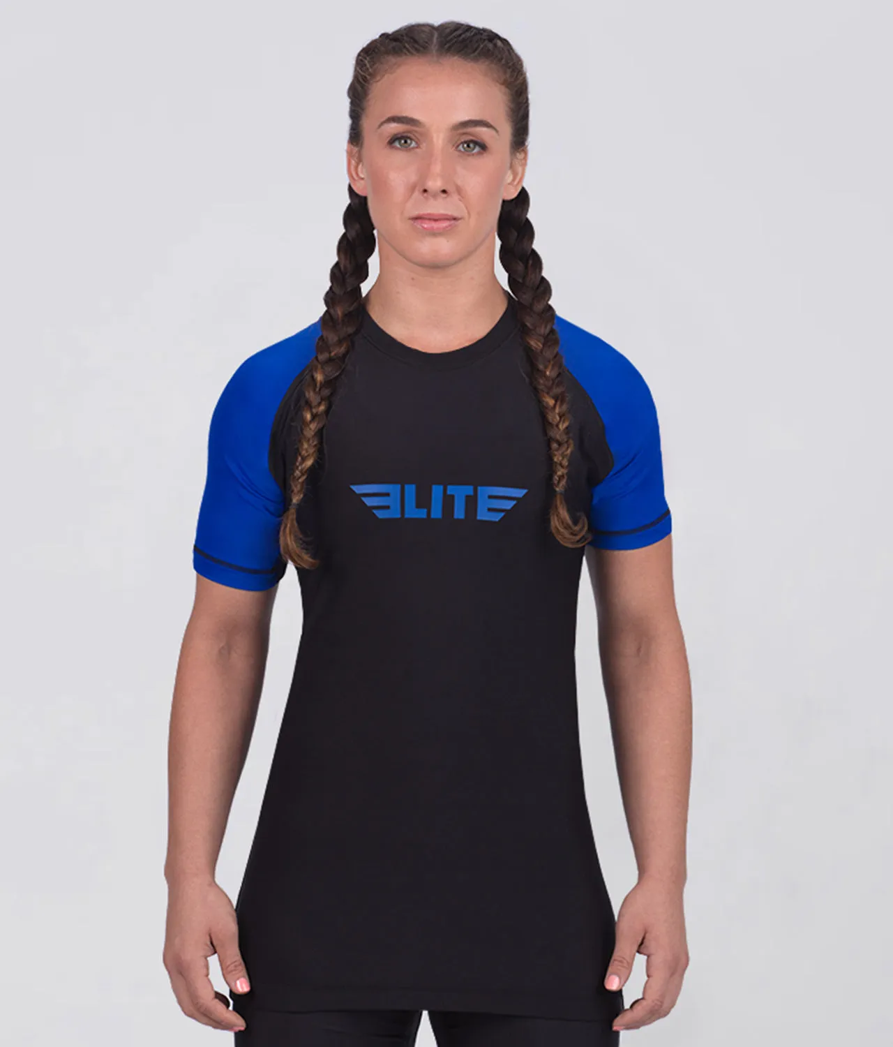 Women's Standard Blue Short Sleeve No-Gi BJJ Rash Guard