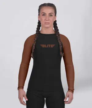Women's Standard Brown Long Sleeve MMA Rash Guard
