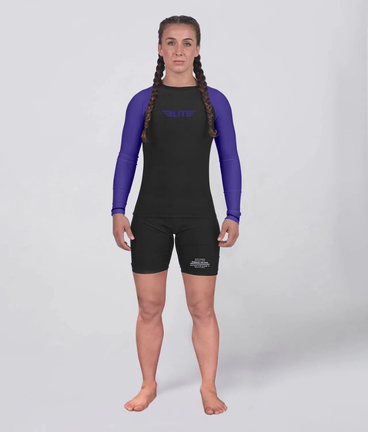 Women's Standard Purple Long Sleeve No-Gi BJJ Rash Guard