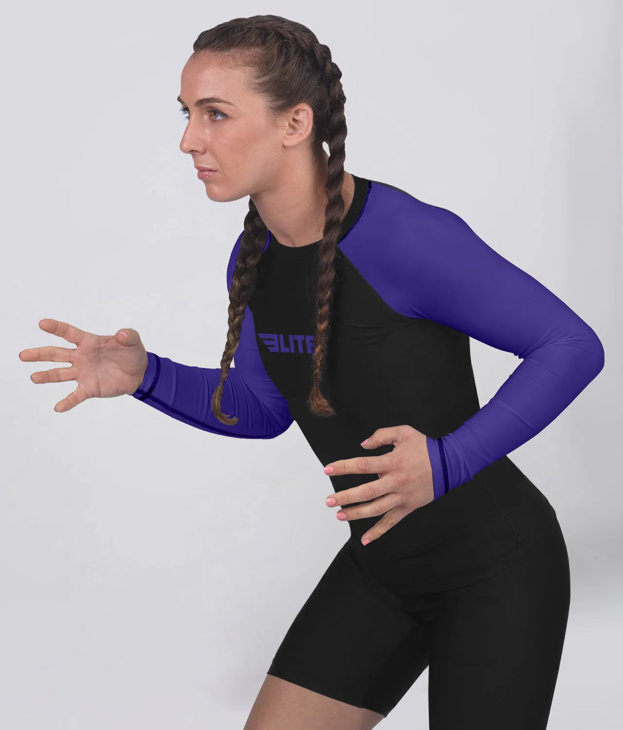 Women's Standard Purple Long Sleeve No-Gi BJJ Rash Guard
