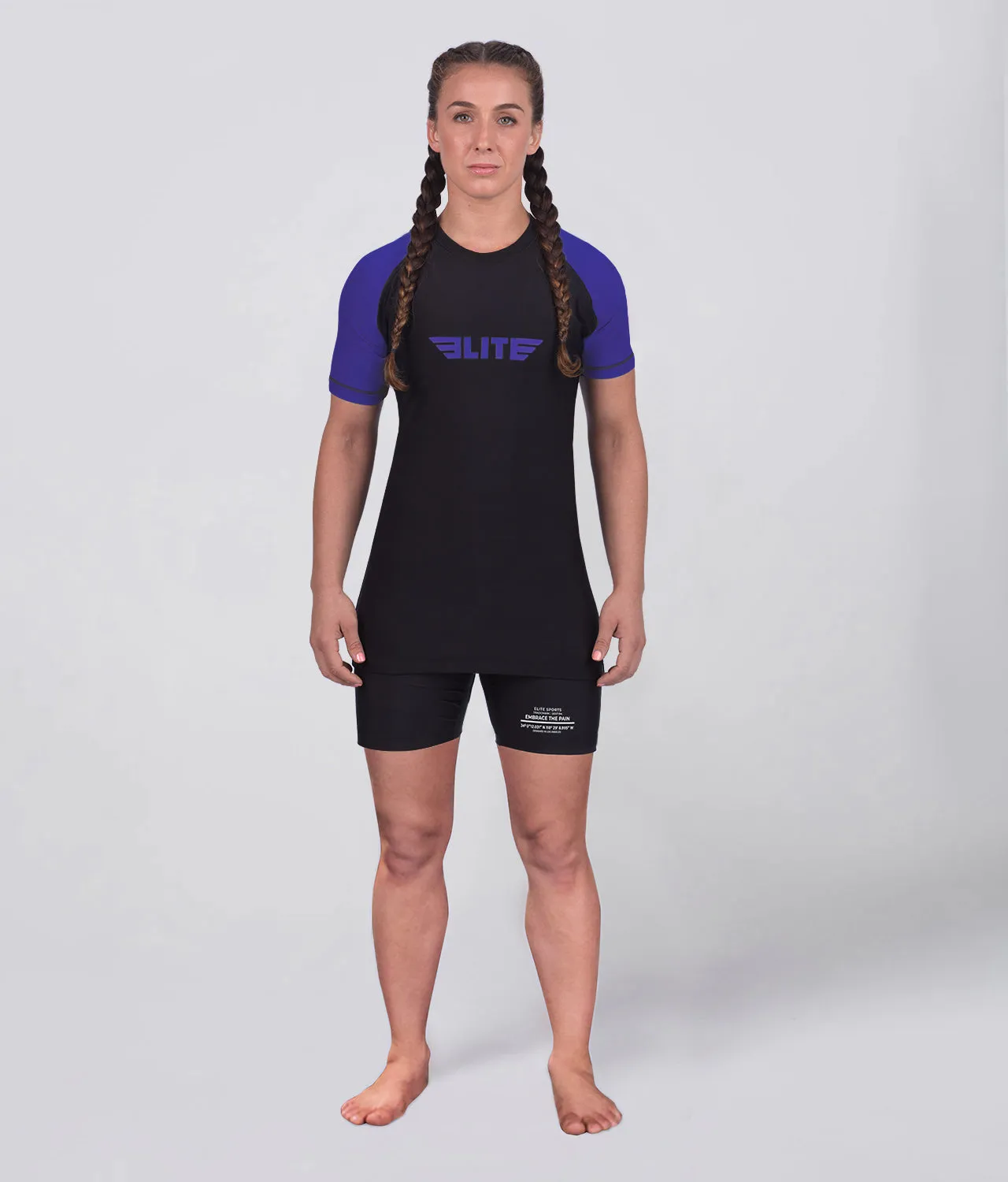 Women's Standard Purple Short Sleeve MMA Rash Guard