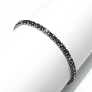 World Diamond Group Gold Tennis Bracelet 18kt Finish Ruttenio Black Diamonds 0.34ct Color G Puree VS and Black Diamonds 2.07ct 0200BR